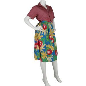 Printemps Paris Italy Made Hawaiian Floral Flower Tropical Tie Skirt